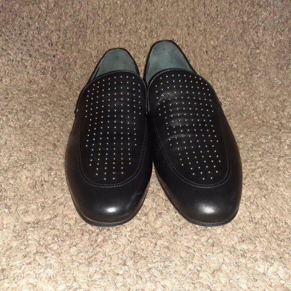 KURT GEIGER-Black Leather-Palermo Silver Studded Venetian Loafers-Sz 45/12-NWOB - Picture 3 of 8